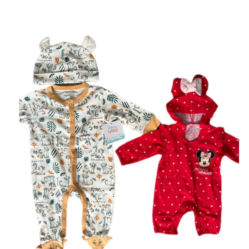 Disney Baby Simba Sleeper (6M) + Minnie Mouse Romper (NB)